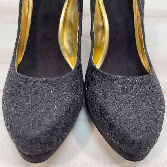 NIB Nine West Rocha Black On Black Platform Heels Sz 8.5 - Picture 5 of 11